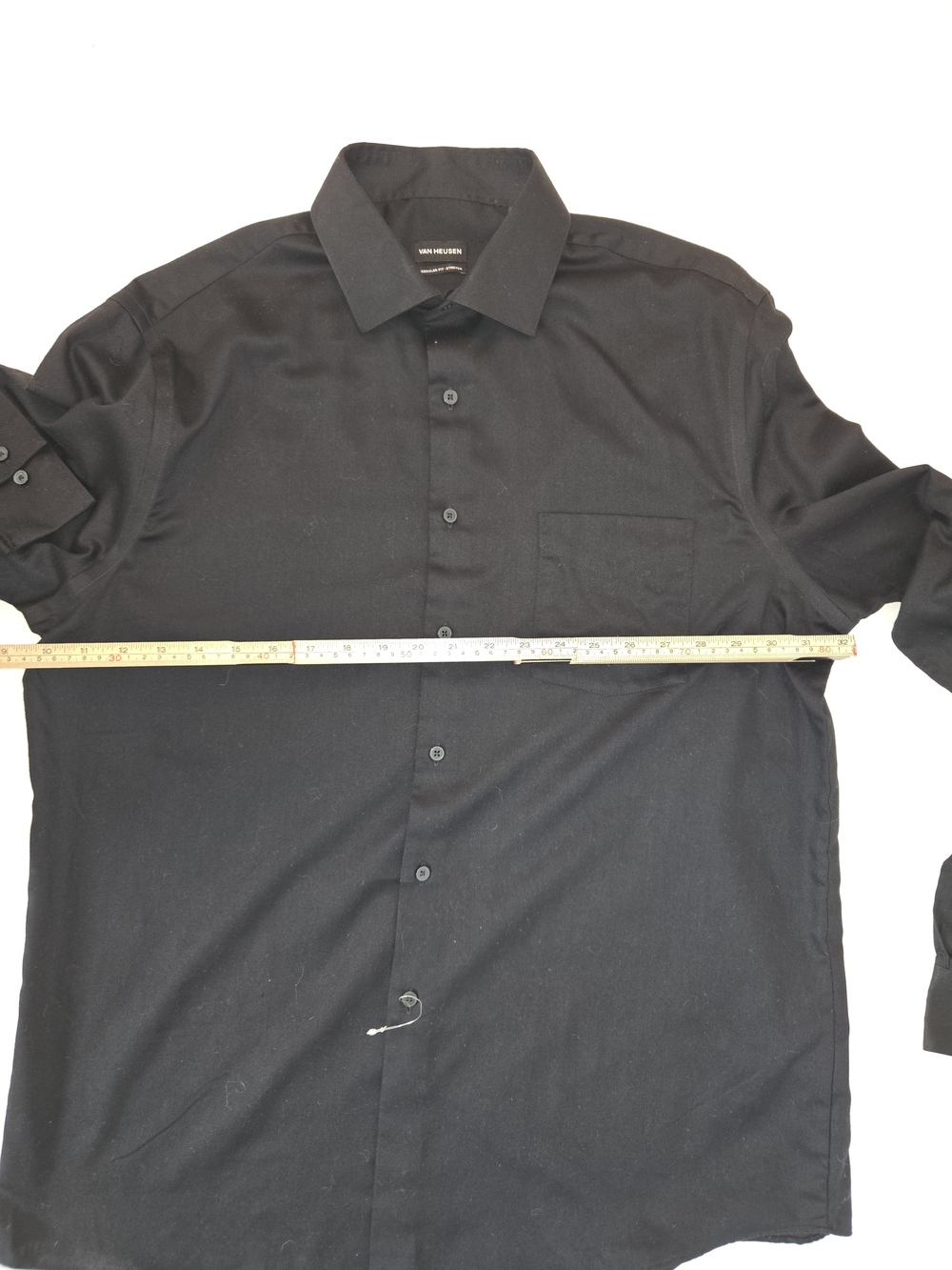 Van Heusen Men's Black Button Down Shirt With Point Collar Size Large - Picture 11 of 14
